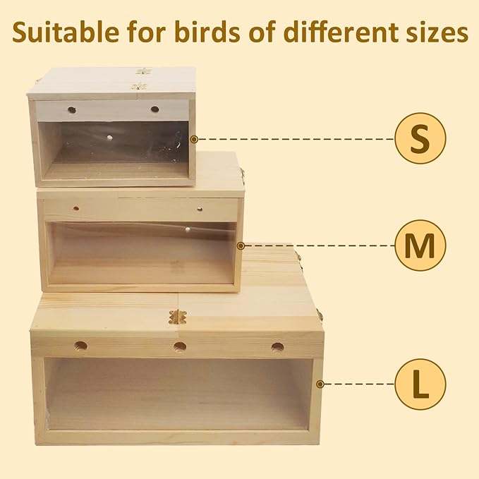 BNOSDM Parakeet Nesting Box Transparent Bird Nest Breeding Box with Perch (S)