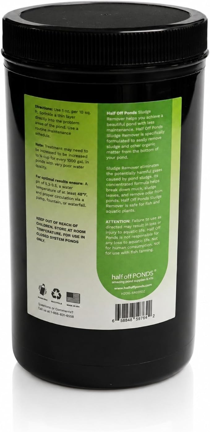 Pond Sludge Remover for Muck & Bottom Debris, 32 oz | Breaks down muck and sludge, targets bottom debris, activated in 60°F+ water, concentrated formula, fish and plant safe