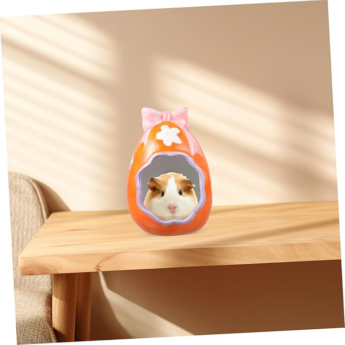 Ceramic Hamster Hide House Small Pet Shelter for Guinea Pigs and Hamsters Decorative Cartoon Nest for Sleeping and Playing Cooling Hideout for Small Animals