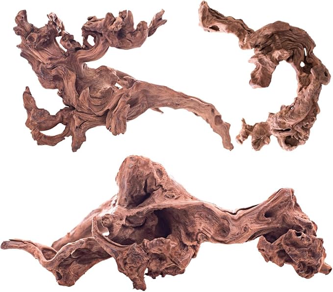 3-Piece 6-10 inch Natural Aquarium Driftwood Decorations - Aquascape Decor for Fish Tanks, Betta Hideouts, Reptile Enclosures & Plant Attachment