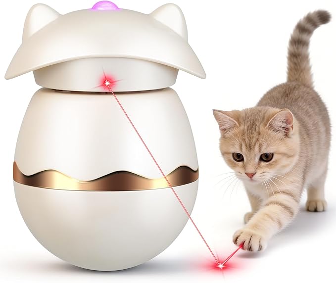 Automatic Laser Collar Cat Toy - Upgraded Tumbler Cat Laser Pointer Toy, Sensor Light On Top, 360° Irregular Rotation, USB C Charge & Works 2H, 3 Modes Interactive Cat Toy, Gifts for Ailurophile