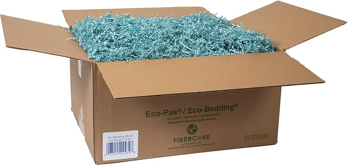 ECO BEDDING 99% Dust Free Paper Bedding for Small Pets and Birds, Blue Bulk Box, 10 lb (Expands to 250 L)