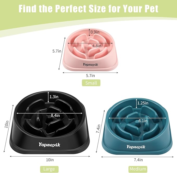 Yopnoyik 2 Pack Slow Feeder Dog Bowls for Healthy Eating, Non-Slip and Anti-Choking Design, Reduces Bloating & Overeating for Large Dogs, Easy to Clean