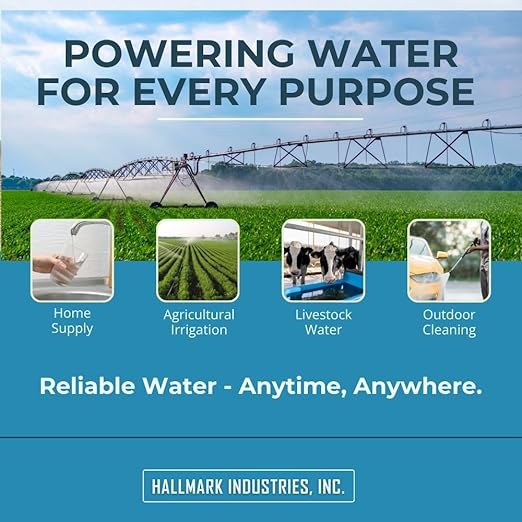 Hallmark Industries Well Pump, Deep Well Submersible Pump, 1HP, 110V 60HZ, 33 Gpm, Stainless Steel, 3.8"