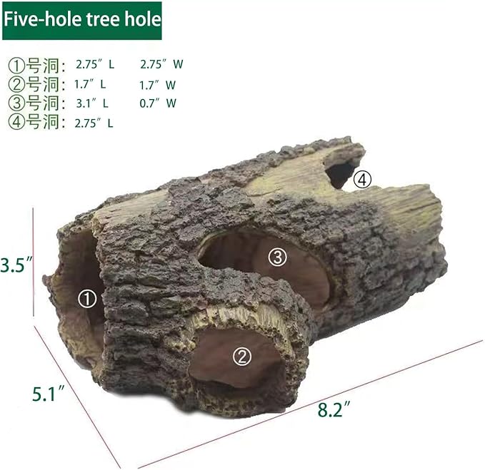 Aquarium Decorations Resin Hollow Tree Trunk Ornament Bettas House Cave Wood House Decor for Fish Tank, Large