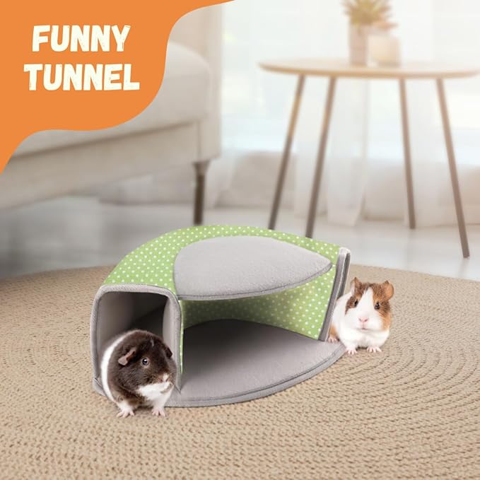 Guinea Pig Hideout, Interactive Guinea Pig Tunnel Bed, Washable Small Animal Tubes Toys Cage Accessories for Ferret Bunny Chinchilla