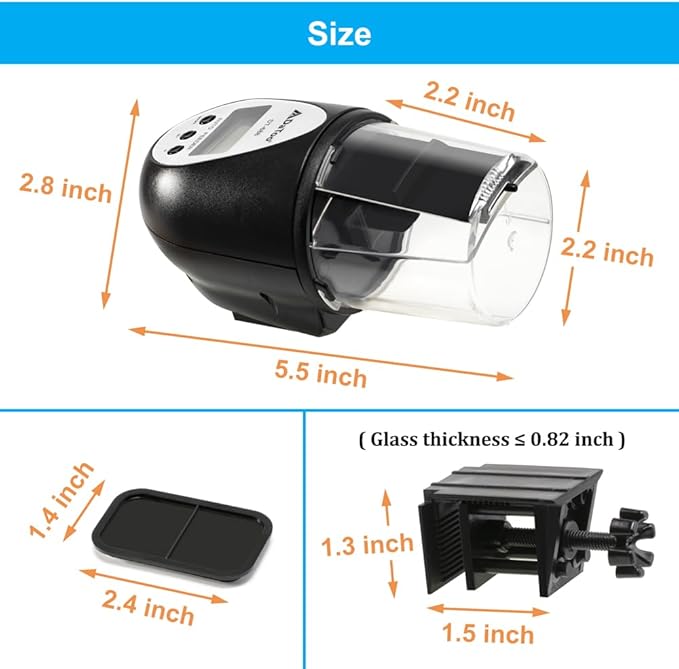 DaToo Aquarium Automatic Fish Feeder for Small Tank Auto Fish Food Dispenser Timer Vacation Betta Feeder with Moisture-Proof Air Hole and LCD Display