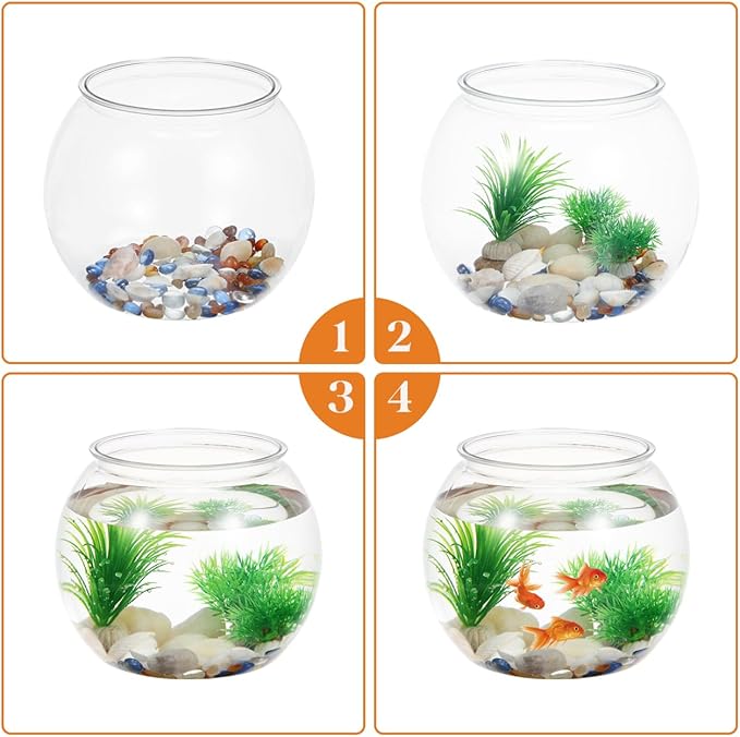 Totority Transparent Aquarium Tank 8.66 Inch Multi-Function Betta Fish Bowl Desktop Goldfish Tank Office Party Home Decor Durable Pet Material