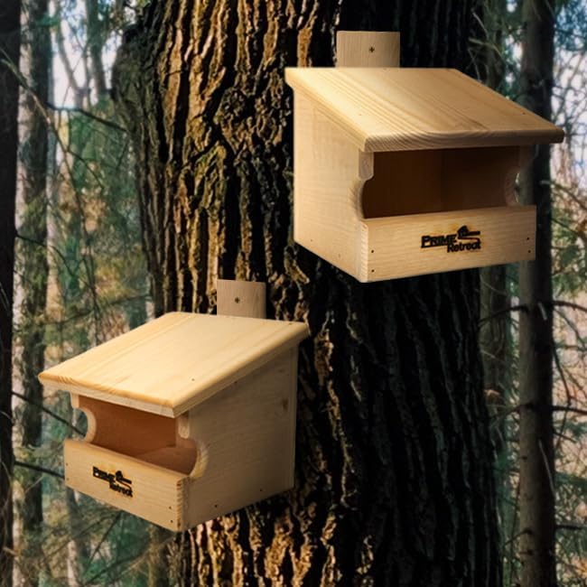 Prime Retreat Pine Open Nesting Boxes Set of 2, Wooden Outdoor Bird Nesting Shelters with Hanging Mount, Open Front Bird Nest Box for Robins Doves and Backyard Bird Habitat Support