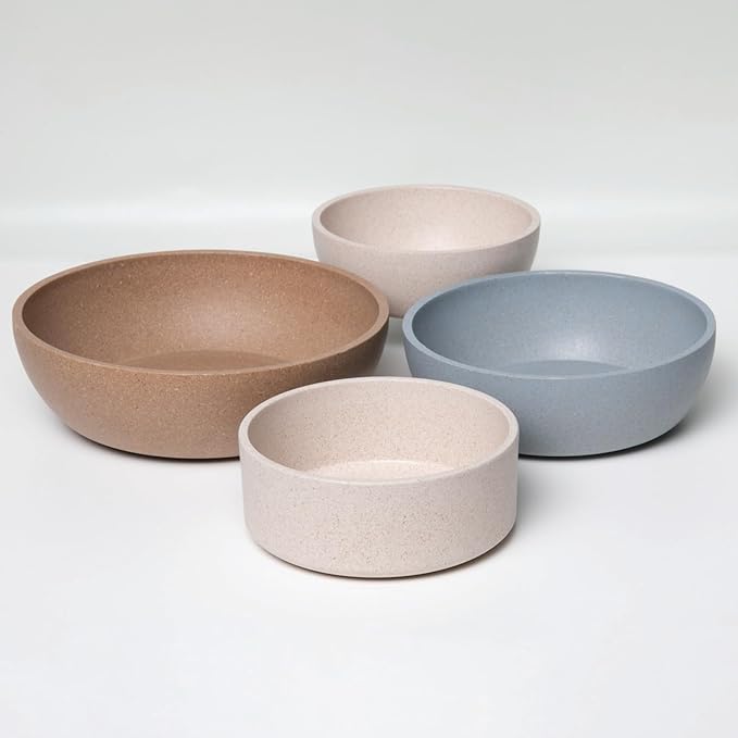 Loving Pets - Dolce Bamboo - Eco-Friendly Pet Bowls & Dishes for Dog, Cats, Puppy Food and Water Bowl -Sustainable and Dishwasher Safe, Made with Real Bamboo (Small, Oat-Beige)