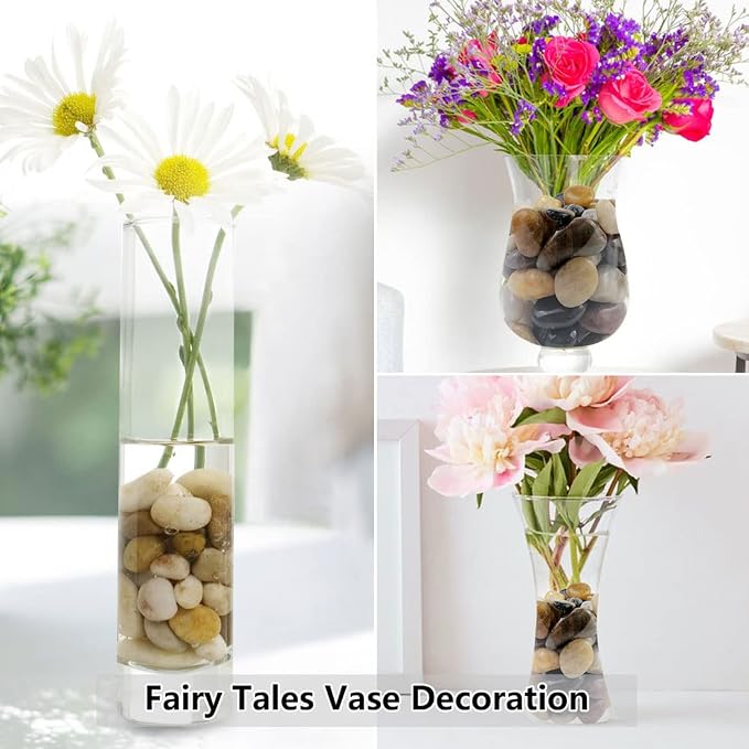 5lbs Pebbles for Indoor Plants, 1-2 Inch Mixed Color High Polished River Rocks Outdoor Decorative Stones Vase Filler Fish Tank Aquariums Landscaping Garden Outdoor and Indoor DIY
