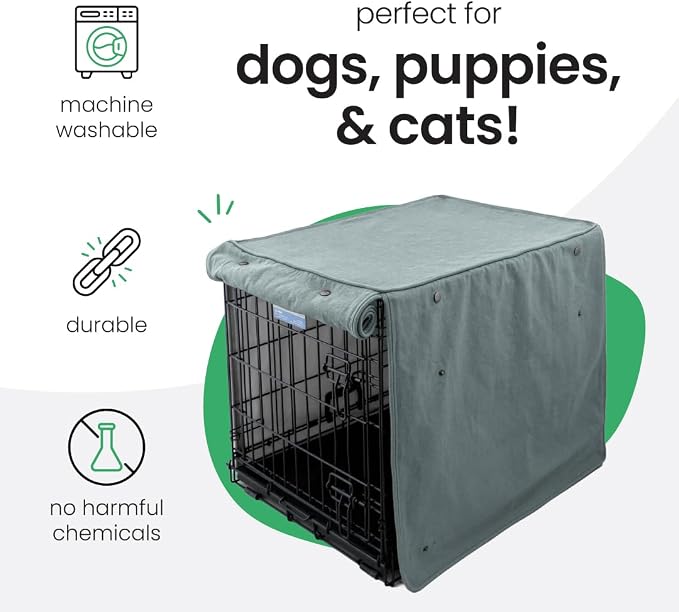 Molly Mutt Quiet Light Dog Crate Cover, GOTS-Certified 100% Organic Cotton Canvas Cover for Dog or Puppy Kennel and Cage, Washable, Free of Harmful Chemicals, Small, Fits 24"x18"x21" Crate