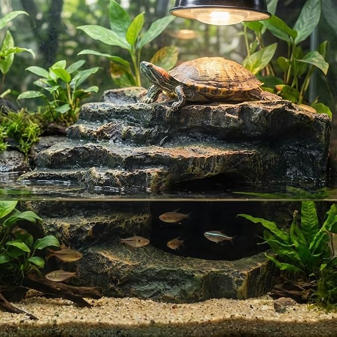 Reptile Tank Accessories, Turtle Tank Decor, Aquarium Caves, Perfect Gecko Hide, Fish Aquarium Decor, Professional Turtle Basking Platform (Antique)