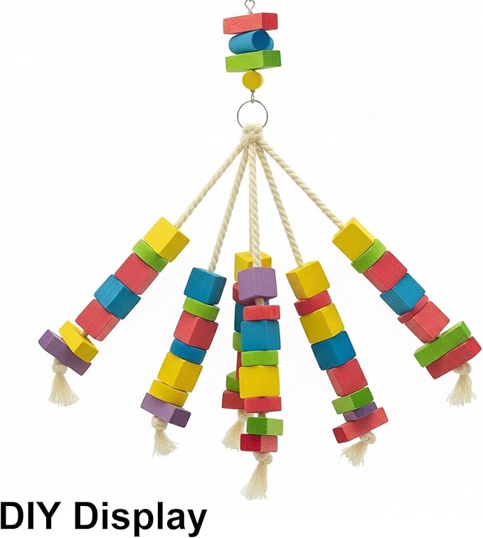 100 Pcs Bird Toys, Wooden Blocks Parrot Toys Bird Chew Toys DIY Parrot Wooden Toy Blocks for Cockatoos, Macaws, African Grey and Small Medium Parrots