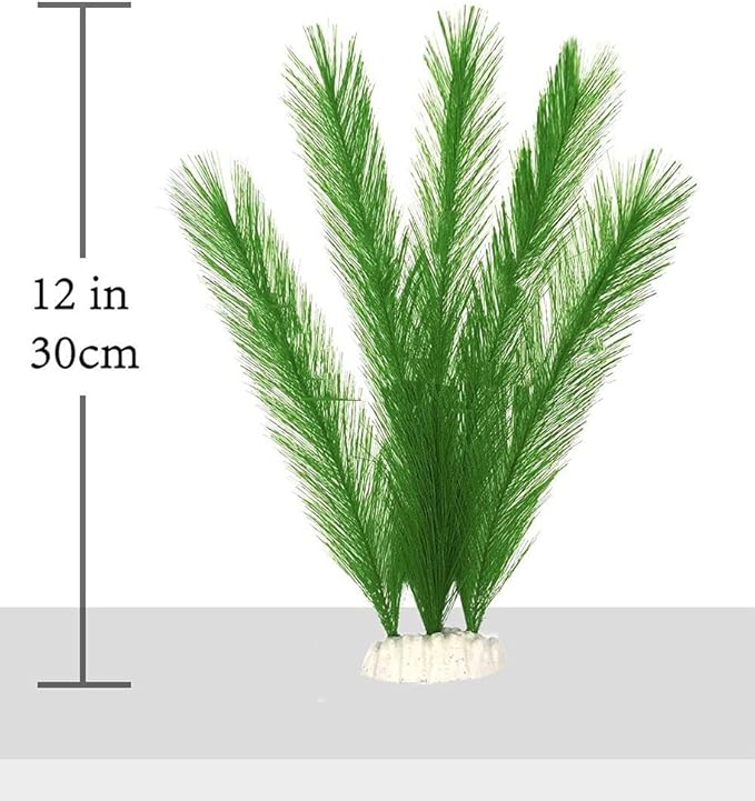 Norgail Aquarium Plastic Silk Plant Decorations Fish Tank Artificial Green Water Plants Made of Silk Fabrics, Safe for All Fish & Pets Large 3Pcs