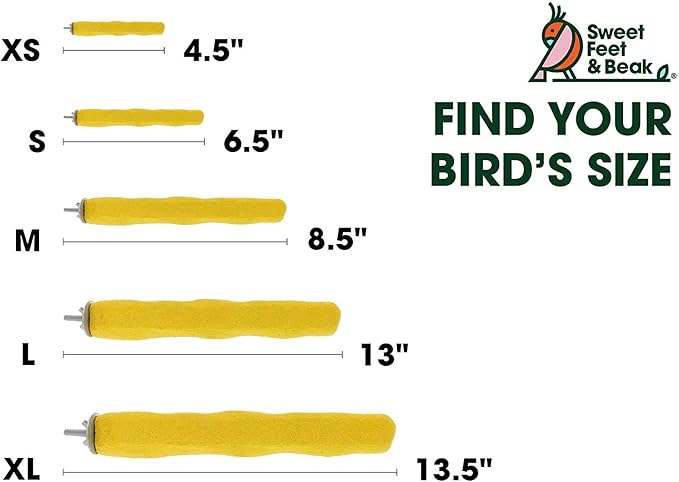 Sweet Feet and Beak Comfort Grip Safety Perch for Bird Cages - Pedicure Perch for Birds to Keep Nails and Beaks in Top Condition - Safe Easy to Install Bird Cage Accessories XL 13.5" - Green