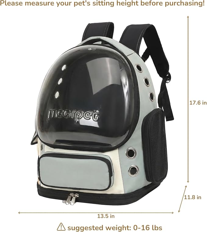Cat Bubble Backpack Carrier, TSA Airline Approved Pet Travel Bag for Small Medium Dogs, Clear Hiking Camping Backpack for Cats, Kitten and Puppy up to 18 lbs, Green Bubble