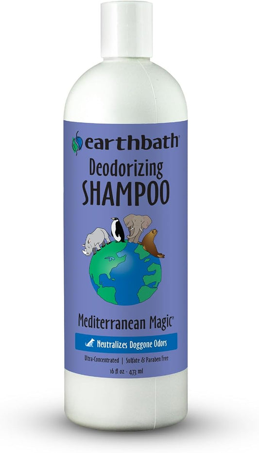 earthbath, Mediterranean Magic Dog Shampoo - Deodorizing Shampoo for Dogs, Rosemary Scented Dog Wash, Made in USA, Shampoo for Smelly Dogs, Cruelty Free Pet Shampoos - 16 Oz (1 Pack)