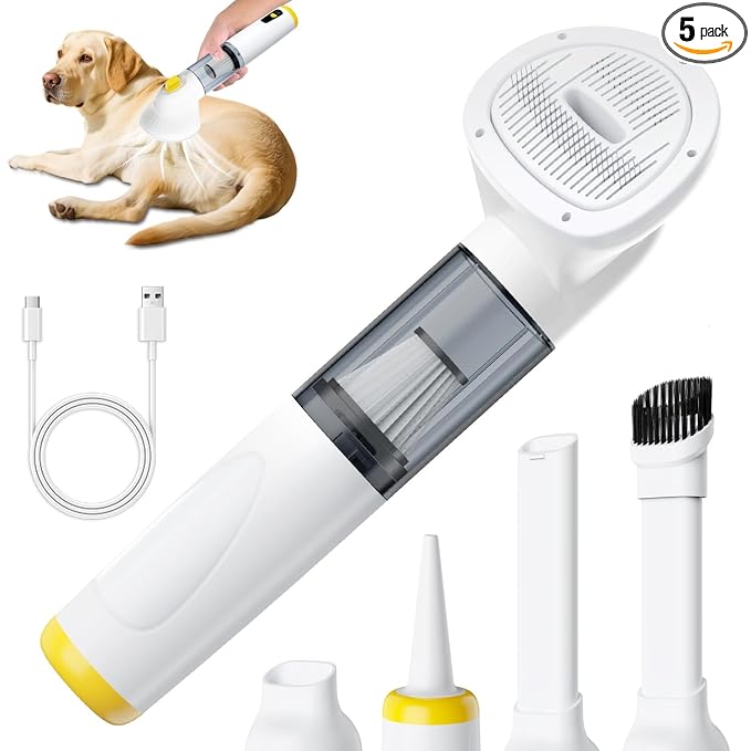 Cordless Dog Vacuum Groomer Kit,Cordless Rechargeable Vacuum Cat Brush for Hair,Handheld mini Pet Vacuum Brush,4200Pa Pet Grooming Cleaner With Comb Hair,Suitable for All Types of Cats and Dogs