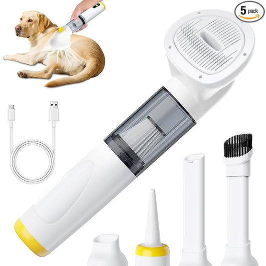 Cordless Dog Vacuum Groomer Kit,Cordless Rechargeable Vacuum Cat Brush for Hair,Handheld mini Pet Vacuum Brush,4200Pa Pet Grooming Cleaner With Comb Hair,Suitable for All Types of Cats and Dogs