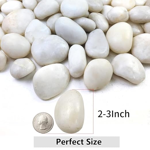 5lbs White River Rocks, 2-3 Inch Natural Pebbles for Indoor Plants, High Polished Decorative Stones Vase Filler Fish Tank Aquariums Landscaping Garden Outdoor and Indoor DIY | High Polished Outdoor Decorative Stones Vase Filler Fish Tank Aquariums Land...