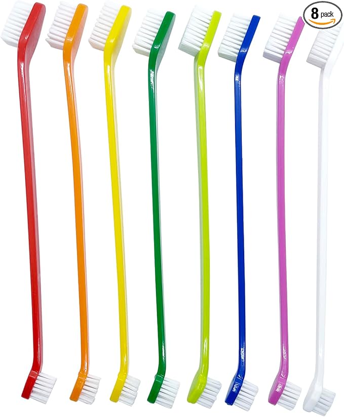 Dog Toothbrush Set of 8 – Dual Headed Dental Hygiene Brushes for Small to Large Dogs, Easy Teeth Cleaning & Dental Care,Dog Tooth Brushes for Small to Large Dogs, Cats, and Most Pets