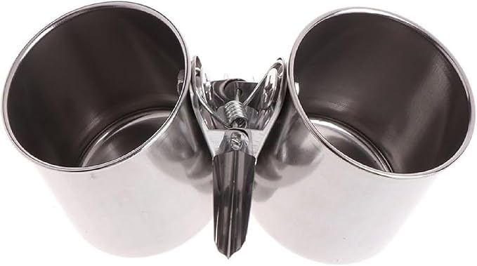 Bird Water Feeder Dishes Food Bowl for Cage Cups Clip On Perches Parrot Stainless Steel Birdcage Bowls with Clamp Toys for Small Birds