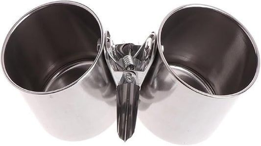 Bird Water Feeder Dishes Food Bowl for Cage Cups Clip On Perches Parrot Stainless Steel Birdcage Bowls with Clamp Toys for Small Birds