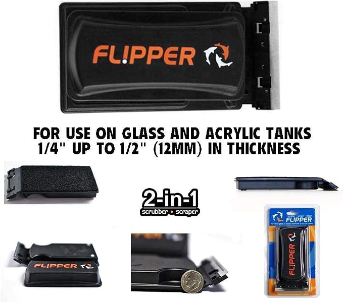 Flipper Cleaner - 2-in-1 Magnetic Aquarium Glass Cleaner - Fish Tank Cleaner - Scrubber & Scraper Aquarium Cleaning Tools – Fish Tank Cleaner STANDARD