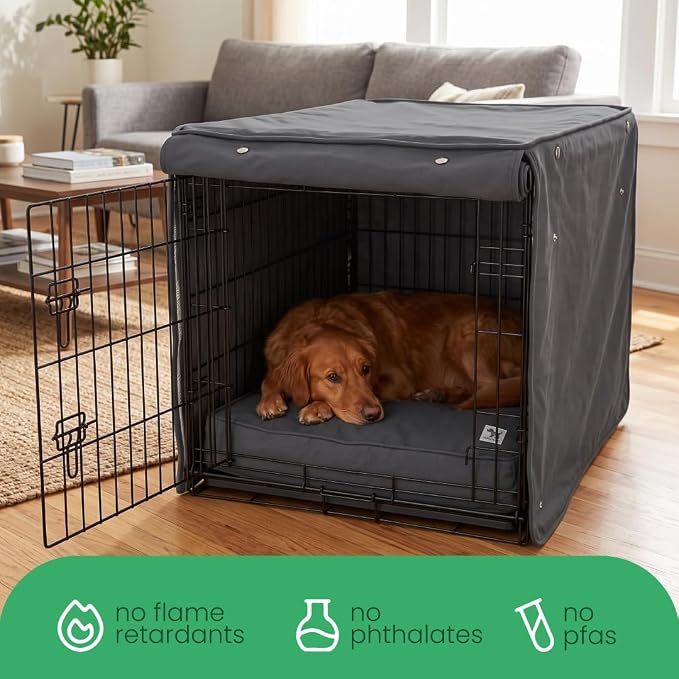 Molly Mutt I'm a Realist Dog Crate Cover, 100% Cotton Canvas Cover with 2 Roll-Up Panels, Ideal for Dog or Cat Crate, Durable, Washable, and Free of Harmful Chemicals, 36" x 23" x 25"
