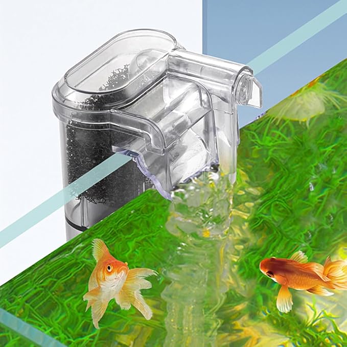 DONGKER Slim Aquarium Filter,250L/h 2.5W Hang on Back Filter Ultra Quiet Adjustable for 2-8 Gal Aquariums Tanks