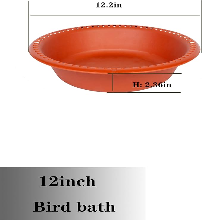 Hanging Bird Bath for Outdoors Heavy Duty, 12 inch BirdBath Bowl Only with Rust-Proof Black Chains, Hanging Bird Feeder for Garden Backyard Decor (Terracotta 1 Pack)