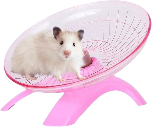 7" Small Animal Flying Saucer Running Wheel, Does not Produce Noise, for Hamsters, Hedgehogs, Guinea Pigs, and Other Small Animals to Ensure The Safety of Sports (Pink)