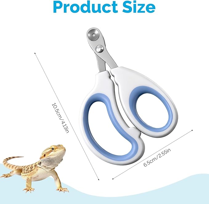 Small Animal Nail Clippers, Stainless Steel Bearded Dragon Nail Clippers, Cat Nail-Clipper, Professional Reptile Grooming Tool with Precise Angled Edge, Claw Trimmer for Birds, Cat, Dog Small Animals