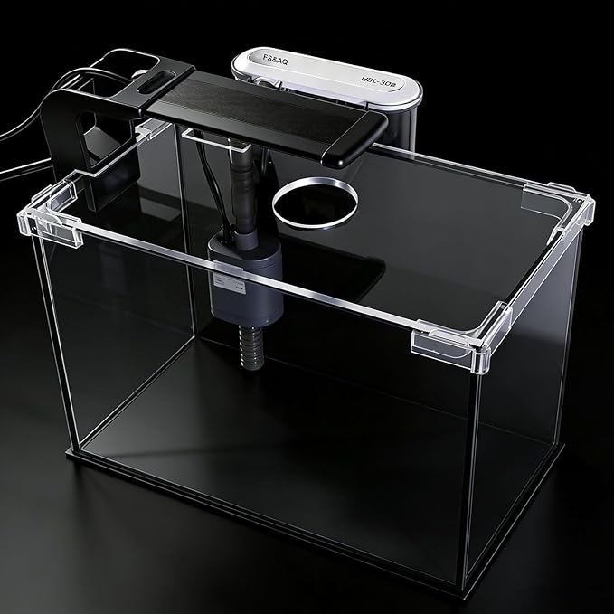 FS&AQ 5 Gallon Betta Fish Tank with Filter Light and Lid Small Aquarium Starter Kit Perfect for Desktops Offices or Beginners