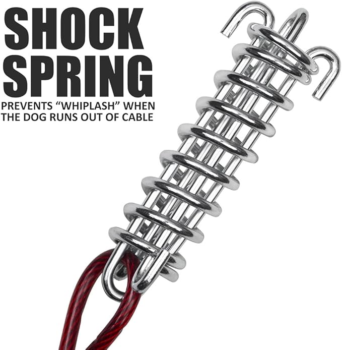 BV 60ft Aerial Pet Trolley System with 10ft Pulley Lead - Heavy Duty Dog Tie Out for Yard up to 125 lbs, Reflective Run Cable (Not a Leash, Bare End)