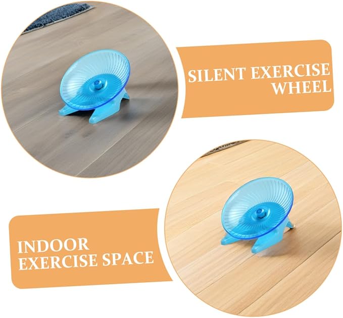 Cabilock Silent Pet Running Wheel with Non-Slip Stand, 7-inch Flying Saucer Hamster Exercise Wheel for Gerbils, Hamsters, and Small Animals, Light Blue Small Animal for Active Play
