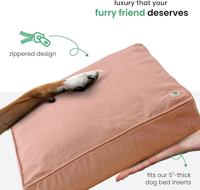 Molly Mutt Kyoto Dog Bed Duvet Cover, GOTS-Certified 100% Cotton Canvas Cover for Dog, Puppy, or Cat Bed, Durable, Washable, and Free of Harmful Chemicals, Medium/Large, 27"x36"x5", Dusty Pink