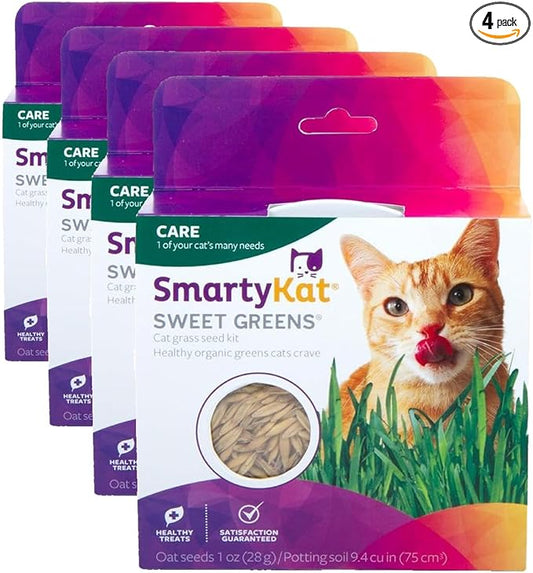 SmartyKat Sweet Greens Cat Grass Seed Grow Kit - 1 Ounce (Pack of 4)