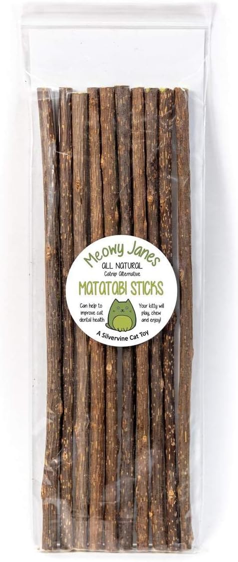 Meowy Janes Extra Long Matatabi Chew Sticks - 2X Length - an All Natural Silvervine Cat Toy and Cat Treat - Catnip Alternative
