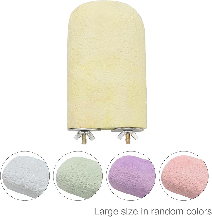 Bird Calcium Teeth Chew Toy Hamster Grinding Stone for Parrot Parakeet Cockatiel Rabbit Chinchilla Squirrel Cage Perch Stand (Random Color) (L)