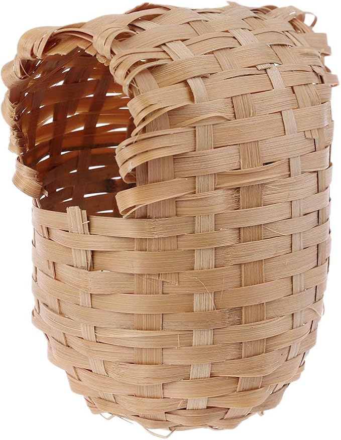Small Bird Nest with Metal Hook Hand-Woven Bird Eco-Friendly Natural Bamboo Cage Accessories Hanging Bird Shelter