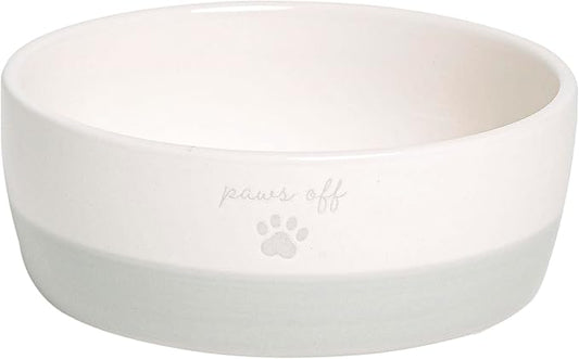 Pearhead Ceramic Paws Off Cat Bowl, Holds 12 oz, Whisker-Friendly Pet Dish for Food and Water, Heavy Non-Slip Base