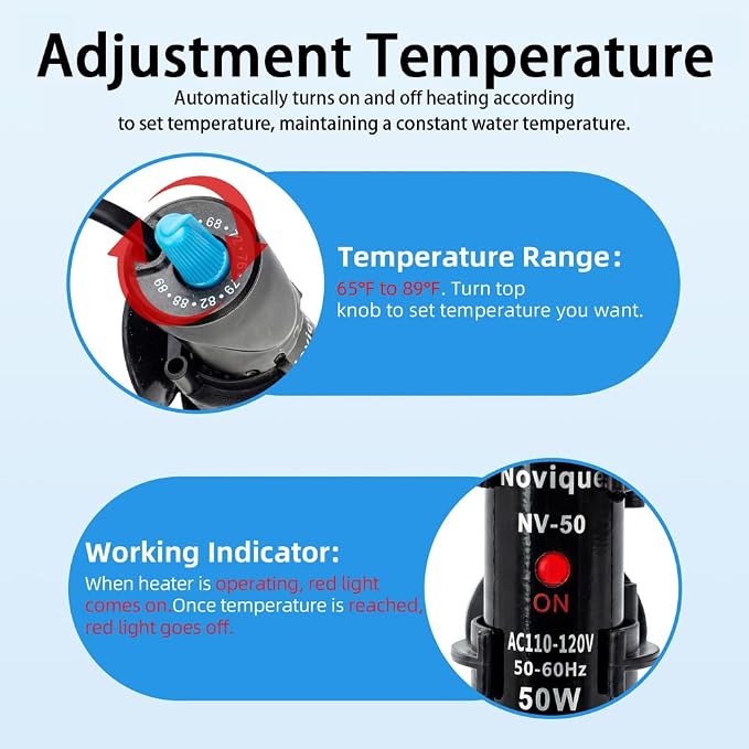 Aquarium Heater 300W Submersible Water Thermostat Fish Tank Heater Adjustable Temperature with Digital Thermometer for 40-75 Gallon Tanks