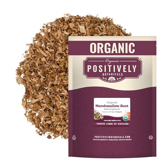 Organic Positively Botanicals Company, Marshmallow Root Herbal Tea, Loose Leaf Botanical, 16 Ounce