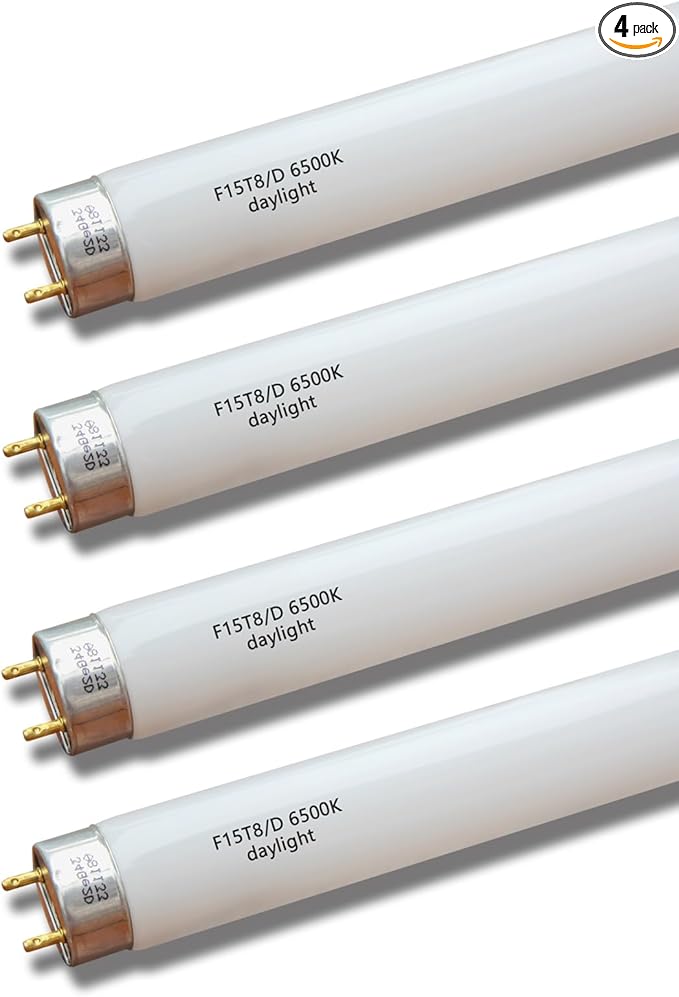 Flyercatch 18'' Full Spectrum Daylight 15Watt Aquarium and Plant Light Bulb,Bright White 6500k Fish Tank Fluorescent Tube, Ra83+ High Color Rendering Index