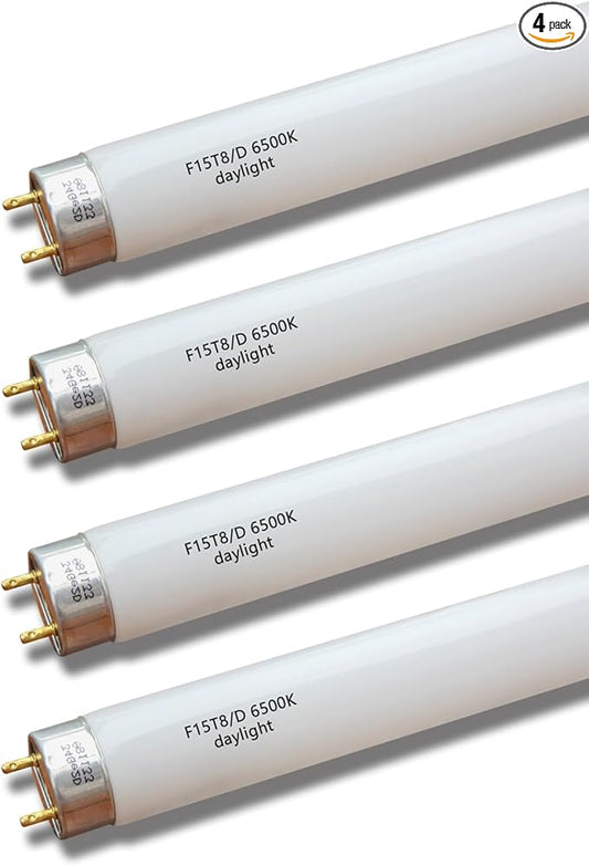 Flyercatch 18'' Full Spectrum Daylight 15Watt Aquarium and Plant Light Bulb,Bright White 6500k Fish Tank Fluorescent Tube, Ra83+ High Color Rendering Index