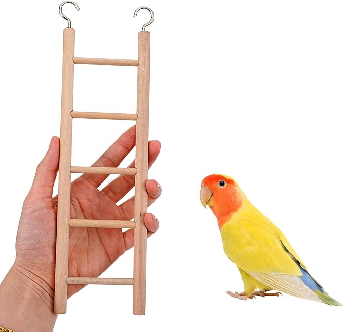 4 Pcs Wooden Bird Ladder, Bird Ladder for Cage, Birds Toys for Parakeets Parrots Cockatoo Lovebirds Birdie, Wooden Ladders Basics Climbing Supplies(3&4&5&6 Step)