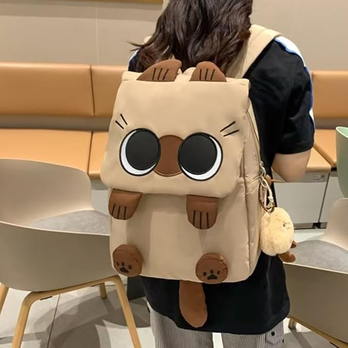 Cute Cat Backpack - Lightweight Laptop Bag, Large Capacity Student & Travel Backpack for Adults/Kids Give away cat pendants