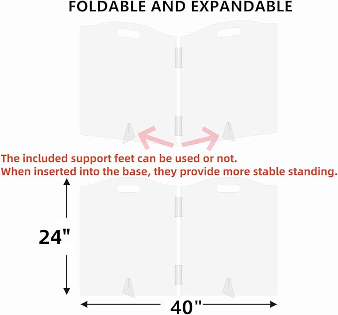 Clear Acrylic Dog Gate for Indoor Use – 2 Panel Pet Gate for Doorways, No Drilling, Foldable Dog Barrier,Foldable Doggy Cat Fence with Support Feet for Home, Stairs, and Puppy Playpen